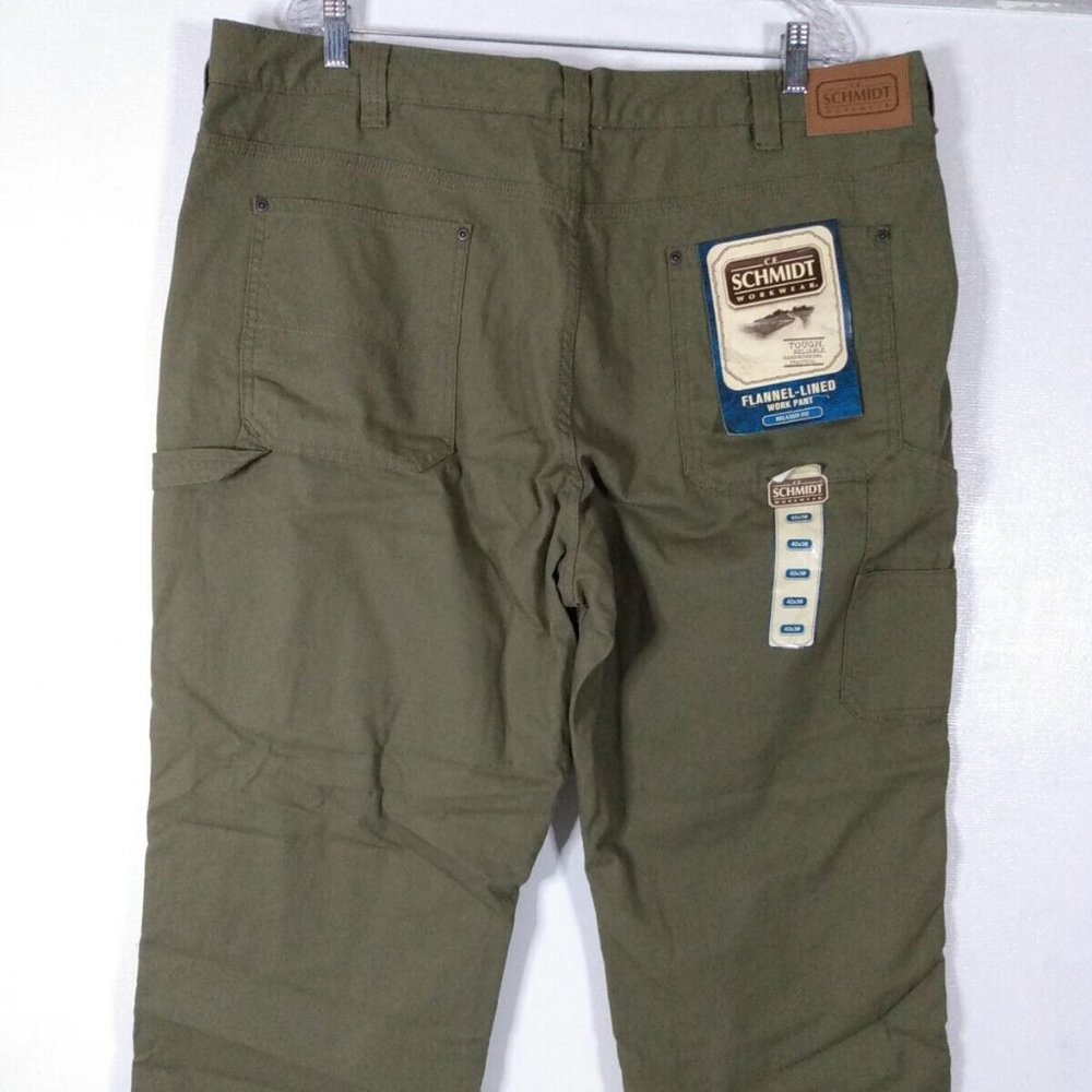 C.E. Schmidt Flannel Lined Carpenter Work Pants Relaxed Fit Green NEW Mens 42X30
